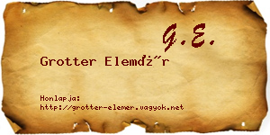 Grotter Elemér névjegykártya